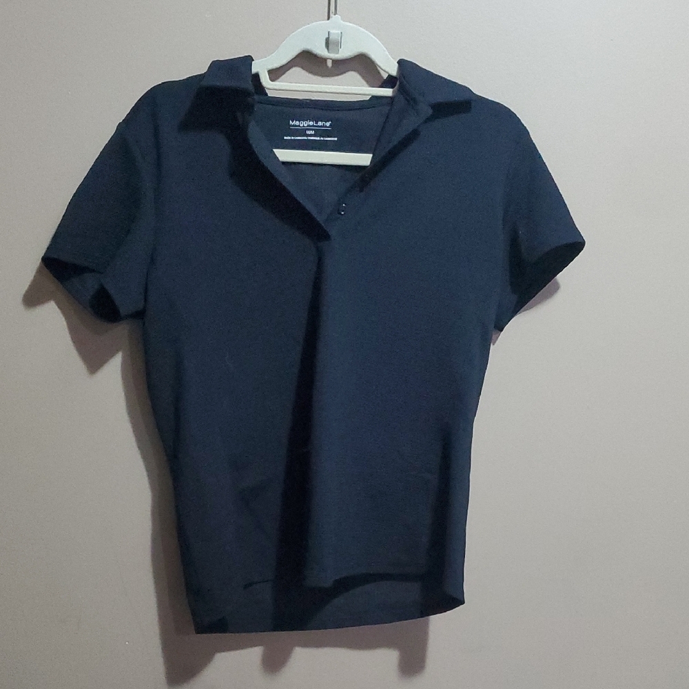 Maggie Lane Black Polo Shirt Size Medium